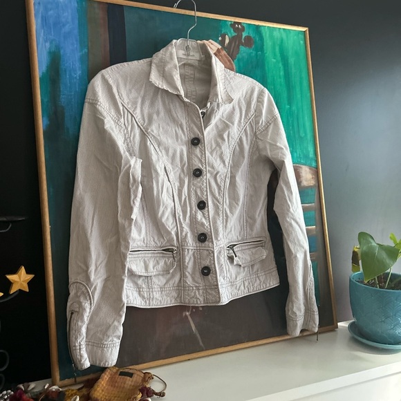 Sandwhich Stylish Boho Pinstripe White Jean Jacket 36 - Picture 16 of 16